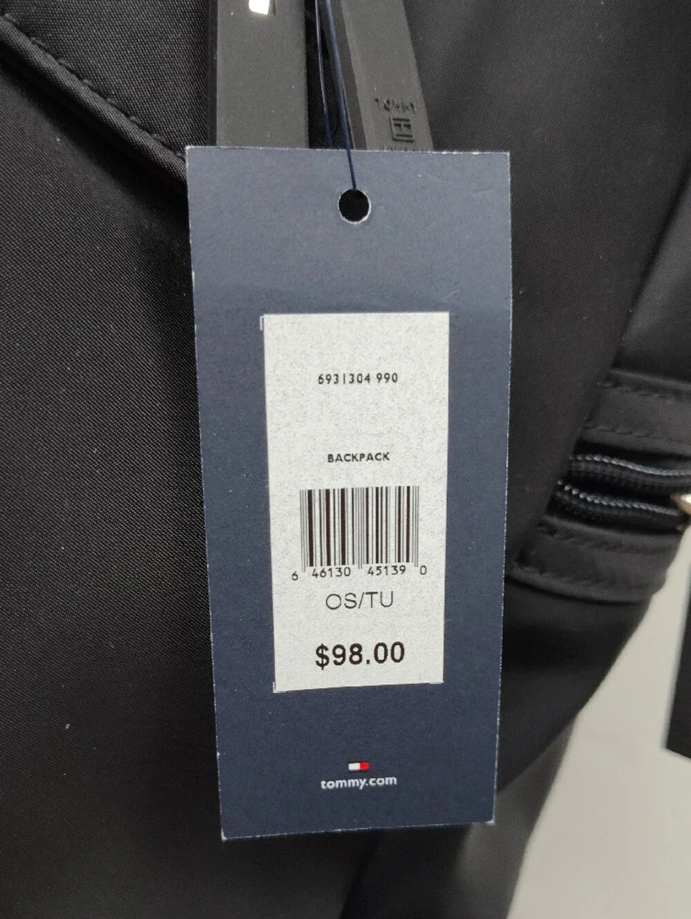 New Tommy Hilfiger Solid Black Everyday Backpack Classic Design School Bag